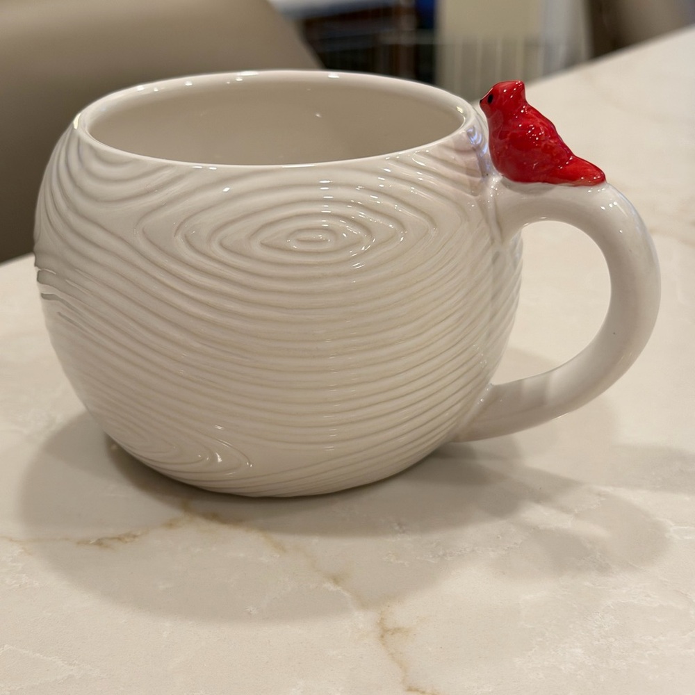 Temp-Tations Textured White Mug with Red Bird